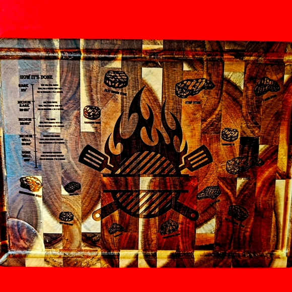 Custom Laser engraved end grain cutting board - Picture 1 of 7